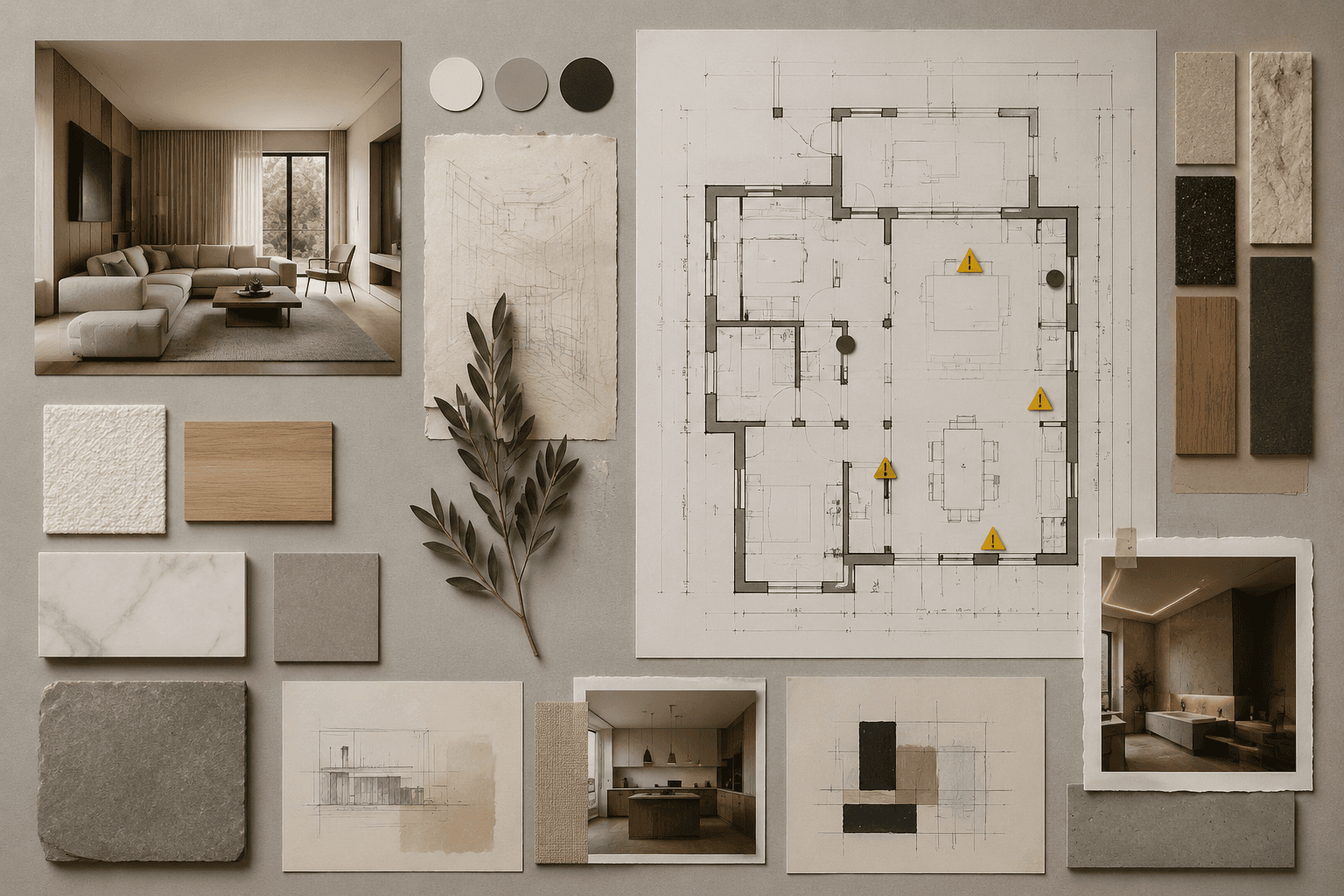 Issue schematic board with room photo cards and planning markers